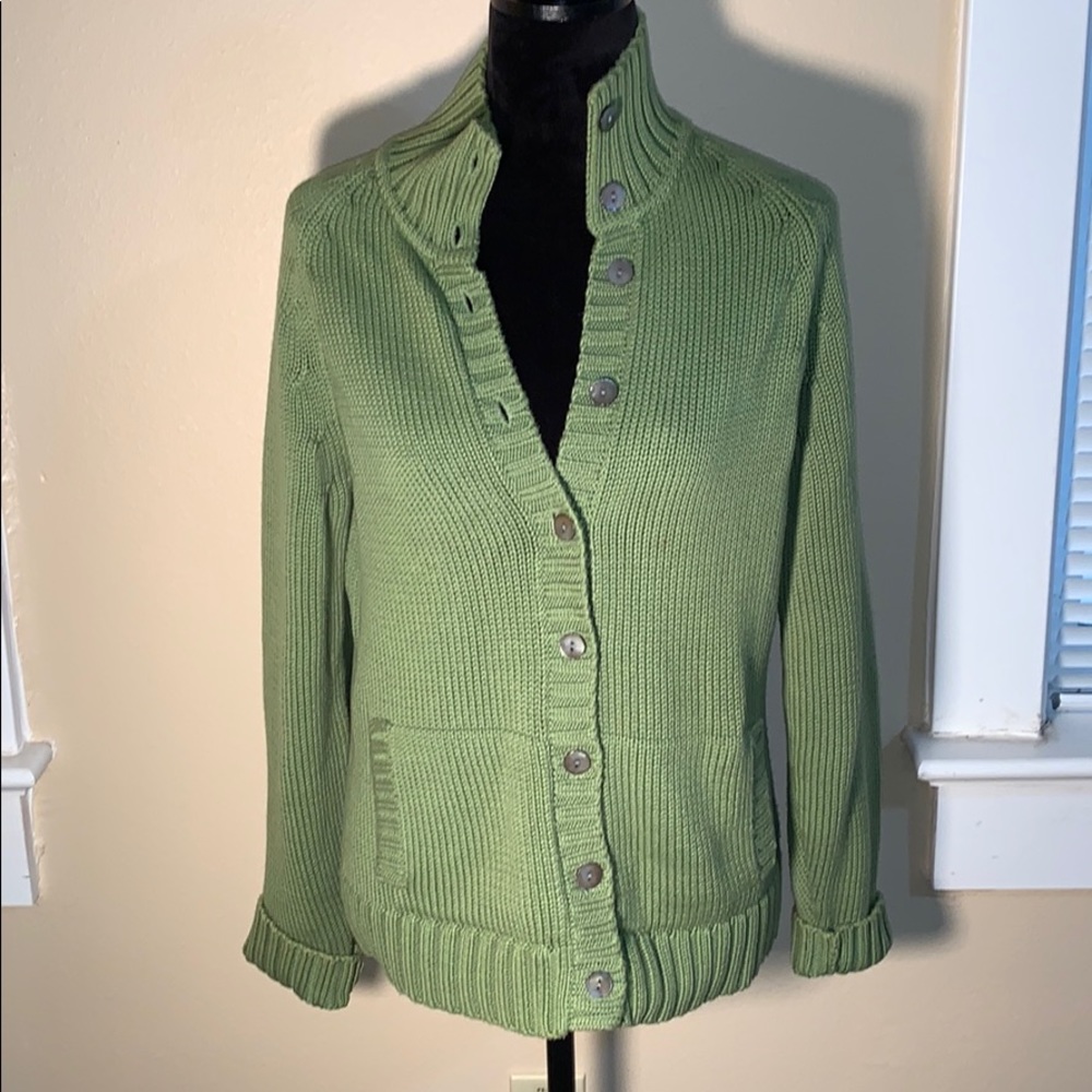 LANDS’ END green sweater jacket!!